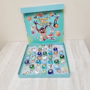 37 Looney Tunes-knikkers in doos met strips cartoon kinderen Retro vintage stijl Warner Bros-film Litouws ambacht destash glazen bollen