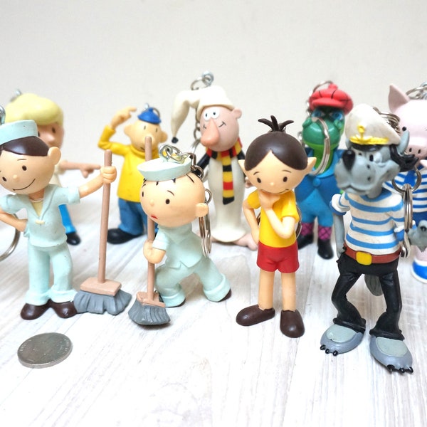 Polish film figure keychain party favor, Lolek & Bolek, Nu pogodi by Tissotoys Toy plastic figure doll cartoon character tv show movie old