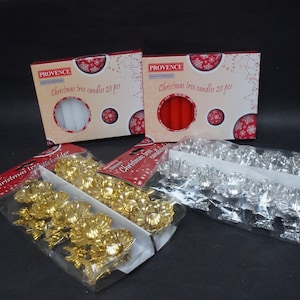 10 clip per candele per albero di Natale + 20 candele a scelta; articoli per feste in oro o argento, set di portacandele in stile scandinavo