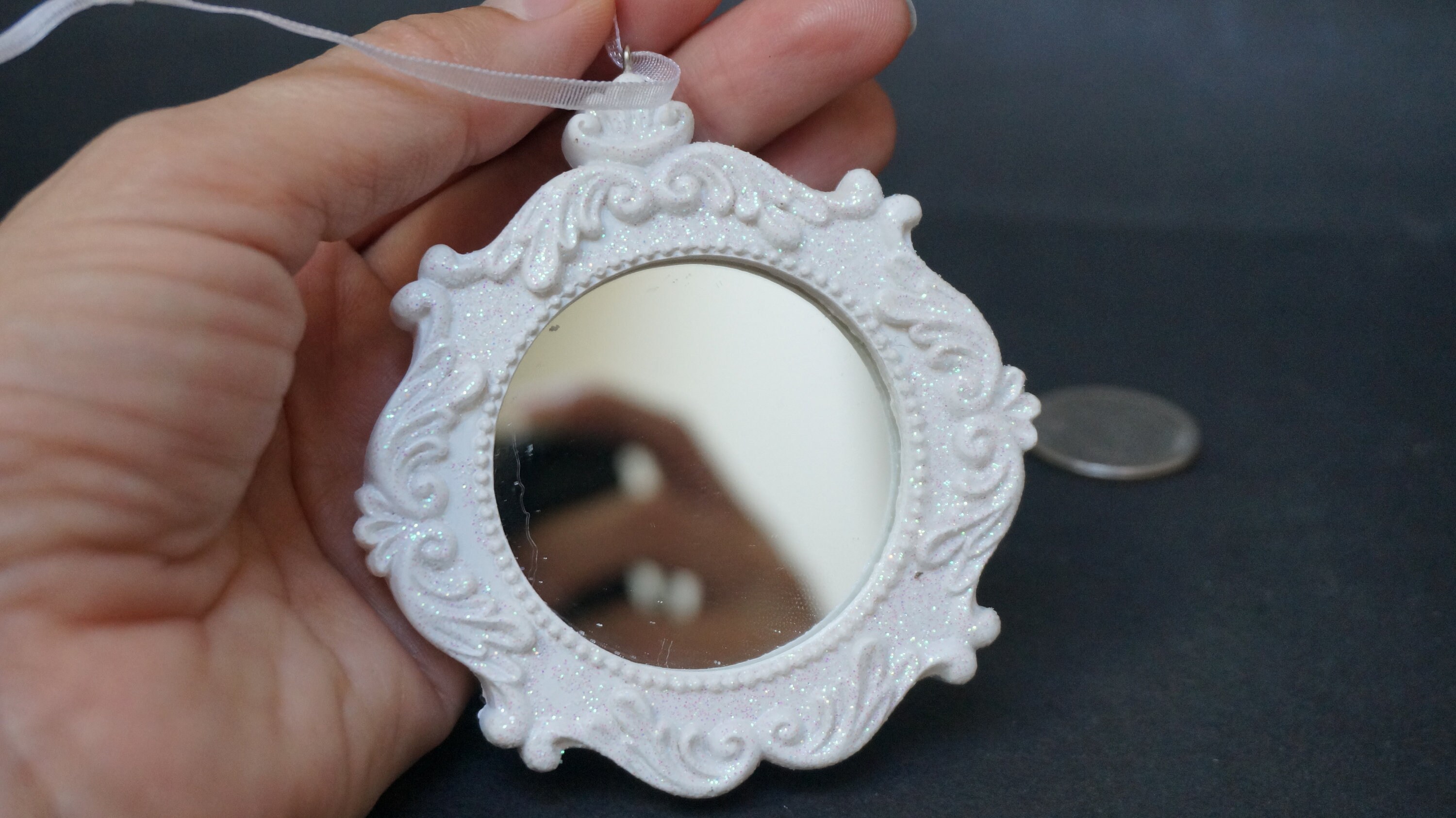Mini Model Mirror 1:12 or 6 Scale Miniature Mirror, White Resin Dollhouse Furniture Toy ...
