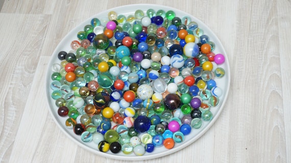 10, 20, 30, 50 ou 100 billes vintage aléatoires lot de billes petit joueur  tourbillon oeil de chat taille jeu de tir multicolore mélange multicolore  solide -  France