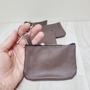Braune echt Leder Mini Schlüsselanhänger Brieftasche, keine Münze Beutel Halter mit Ring Geldbörse Schlüsselanhänger, Vintage Kupplung Schlüsselanhänger echt alt