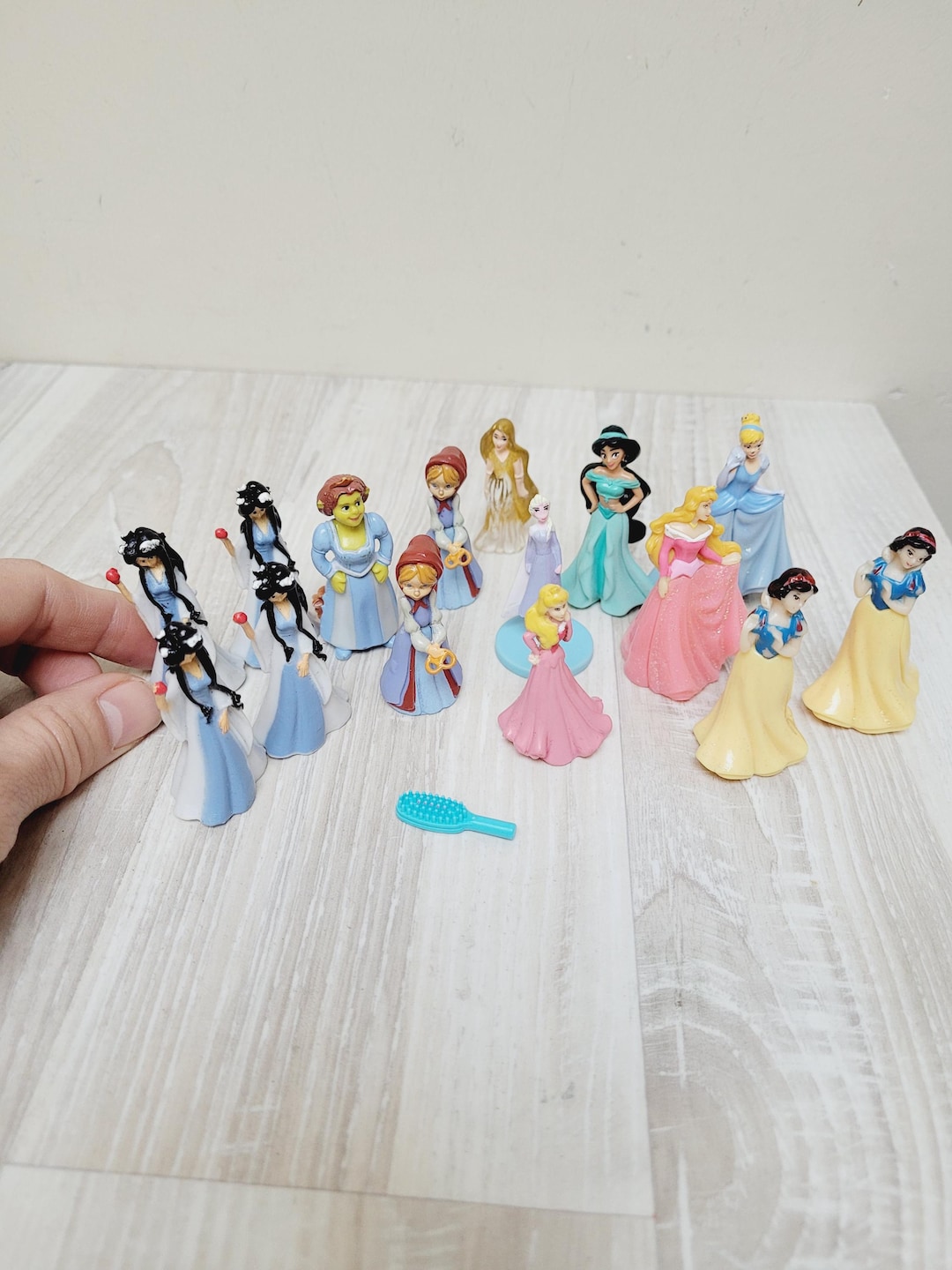 Buy Set of 15 Original Disney Princess Figurine Cinderella Snow White  Jasmine Aurora Raspunzel Fiona Mini Doll Toy Children Miniature Kinder Joy 