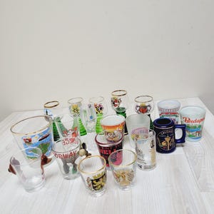 Choose Europe travel souvenir shot glass, London Bremen Brussels Paris France Riga Copenhagen Germany Denmark Belgium Latvia Norway UK bear