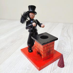 Dregeno chimney sweep, detachable incense smoker, wooden doll figurine, retro old made in Germany Erzgebirge German burner räuchermännchen