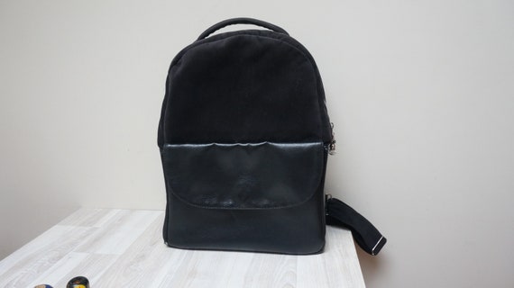 BOSS - Faux-leather backpack with signature stripe