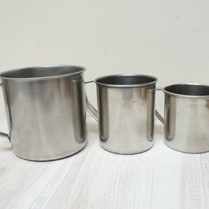 Choose stainless steel mug, metal camping tin, Soviet Vintage Russian USSR style Retro farmhouse cup, make your set gradient chrome plain