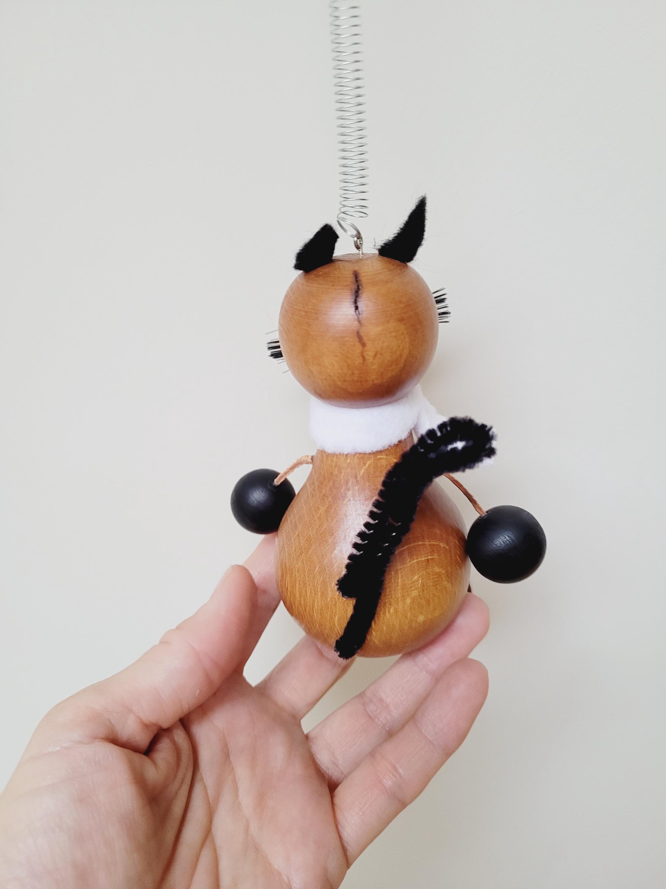 Bouncy Wooden Panda Cheburashka Cat Boy on Spring, Bouncy Puppet