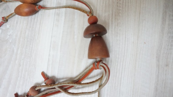 Mushroom shape Wooden Bead Necklace, boletus pend… - image 8