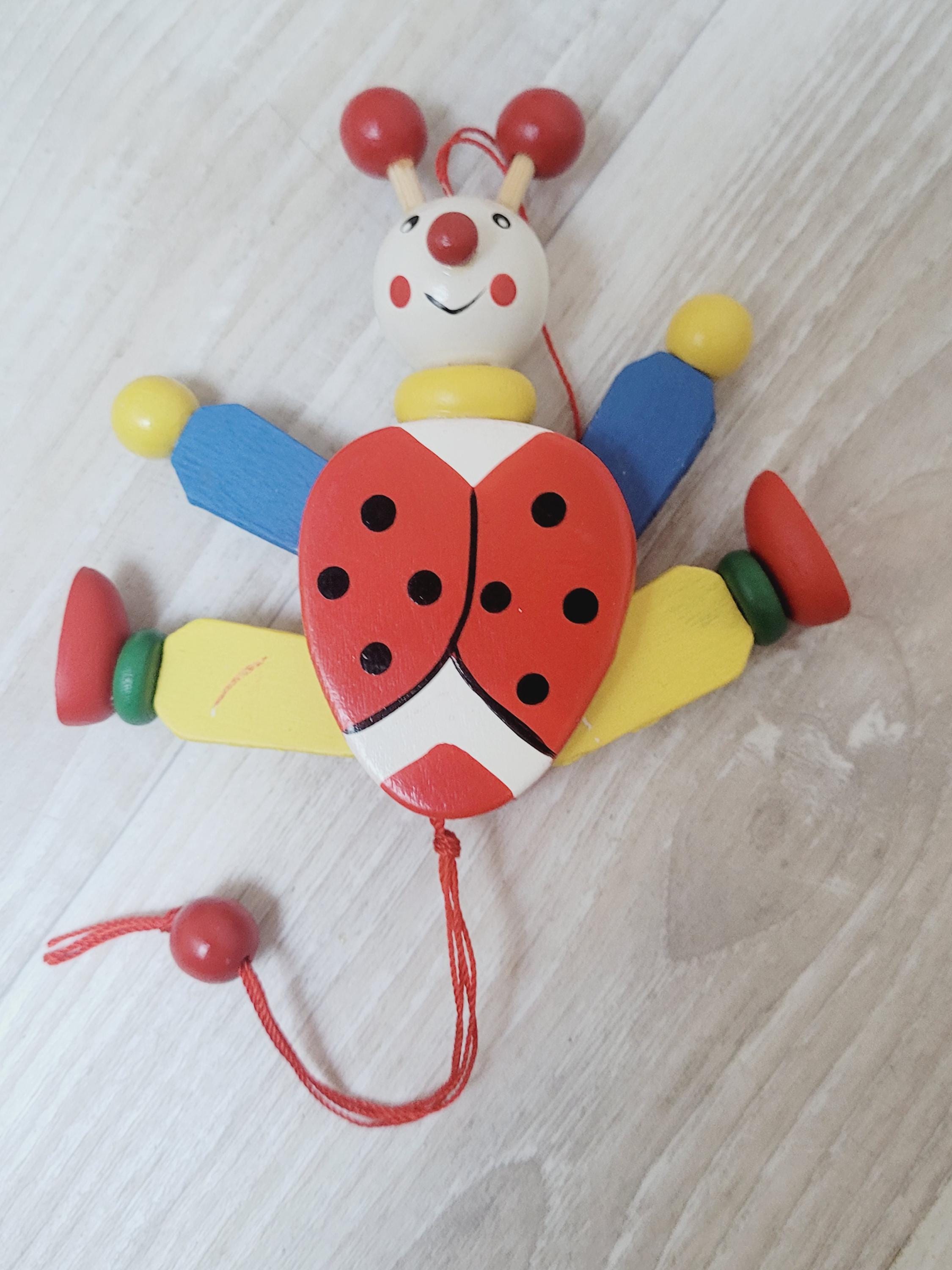 Choose Jumping Jack Figurine, Cat Swedish Folk Girl Clown Ladybug