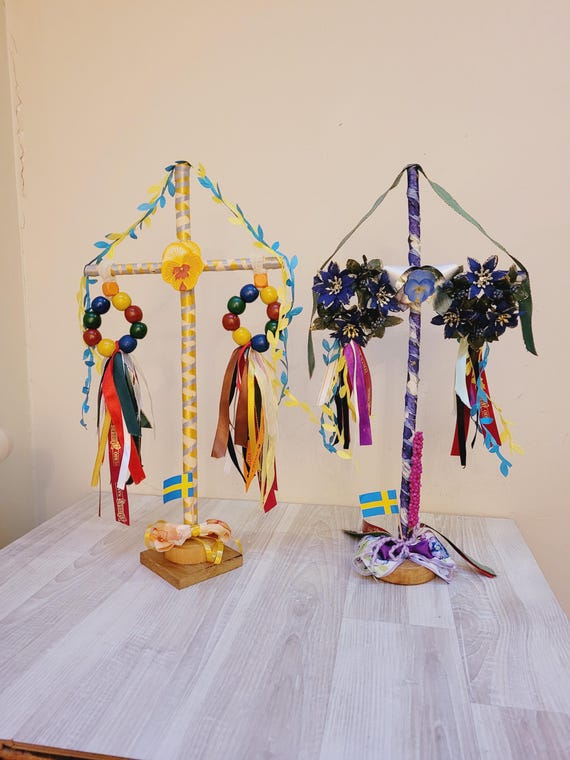Pick Your Swedish Midsummer Maypole Pole Folk Wreath on Stand