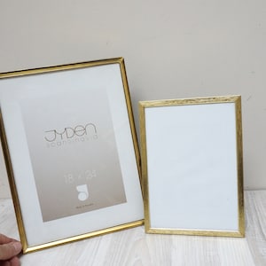Set of 2 JYDEN old photo frames, picture frame wall hanging tabletop vintage rectangle for photography gold brass bronze antique Sweden made