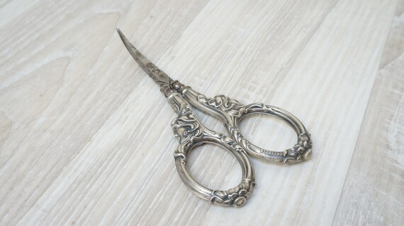 Antique Style Embroidery Scissors - Silver Leg-Shaped Handles, 4 1/8" Long, Sharp Pointed Blades - View #6