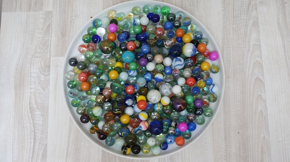 Glass Marbles 100 Pieces Traditional Assorted Classic Colored Marbles Cat's  Eye