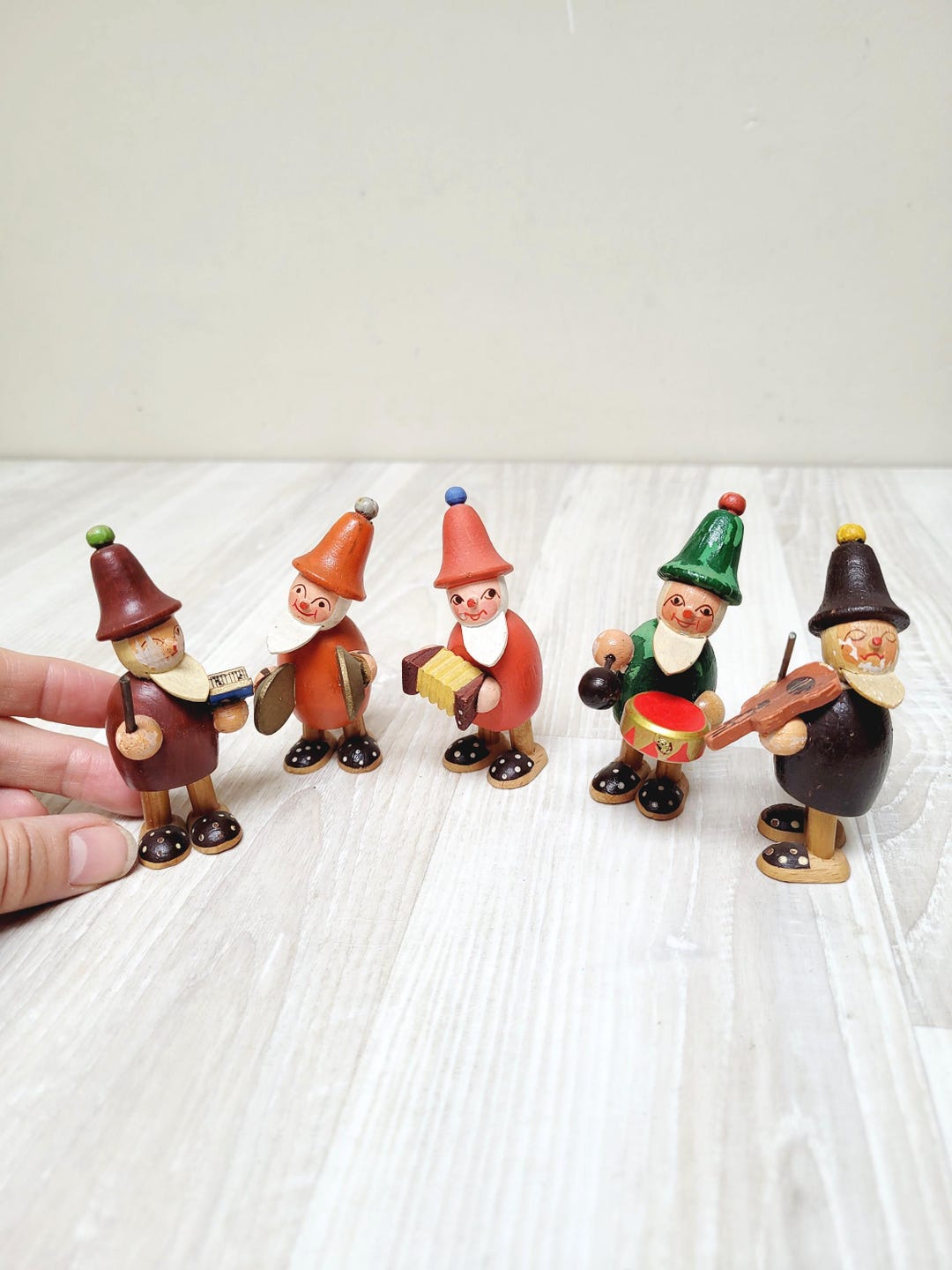 Set of 5 Erzgebirge Gnome Christmas Figurines Musician, German Vintage ...