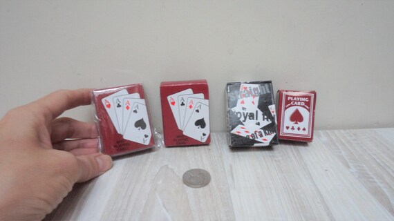 Lot of 4 Mini Full Deck Playing Card Set, Vintage Miniature