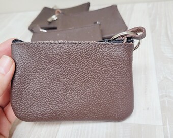 Porte-monnaie En Cuir Véritable Avec 3 Poches Zippées Et Porte-clés Pour Femme, Noir, Décontracté