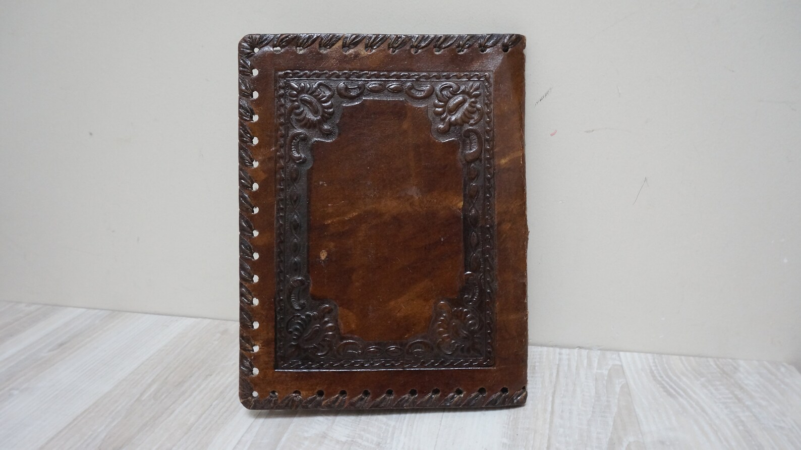Tooled leather phone book cover Hard telephone directory Etsy
