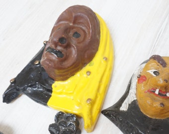 Choose Small Fasnet Fasching Karneval wall hanging German mini mask, Witch Devil Krampus ceramic animal handmade made in Germany Halloween