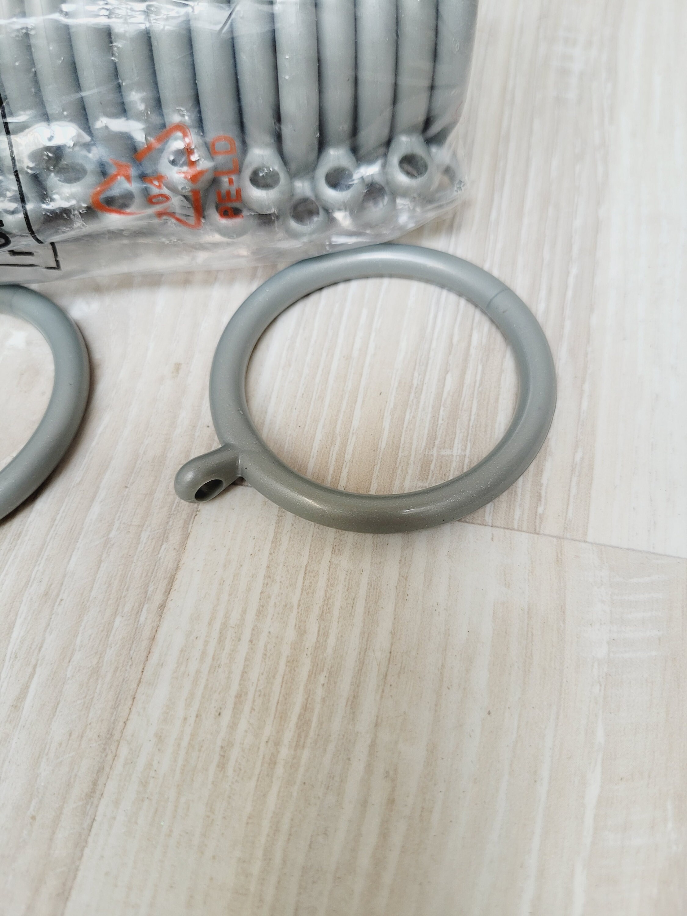 30 Plastic Silver Tone Rings With Loops for Curtain Clips, Set Nos of