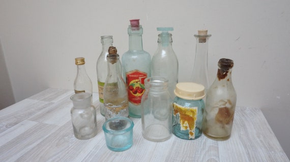 11 ソビエト薬品ガラス薬瓶、薬品アクアグリーンクリアロットセット 