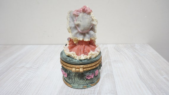 Victorian girl shaped jewelry box, resin hinged t… - image 5