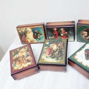 Choose Deichert Ballerina Music box with Swiss mechanism, Christmas Santa movement wooden jewelry made in West Germany Switzerland rectangle