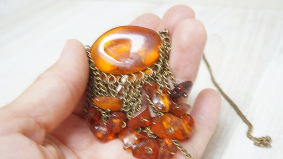 Choose Baltic amber pendant brooch or chain neckl… - image 8