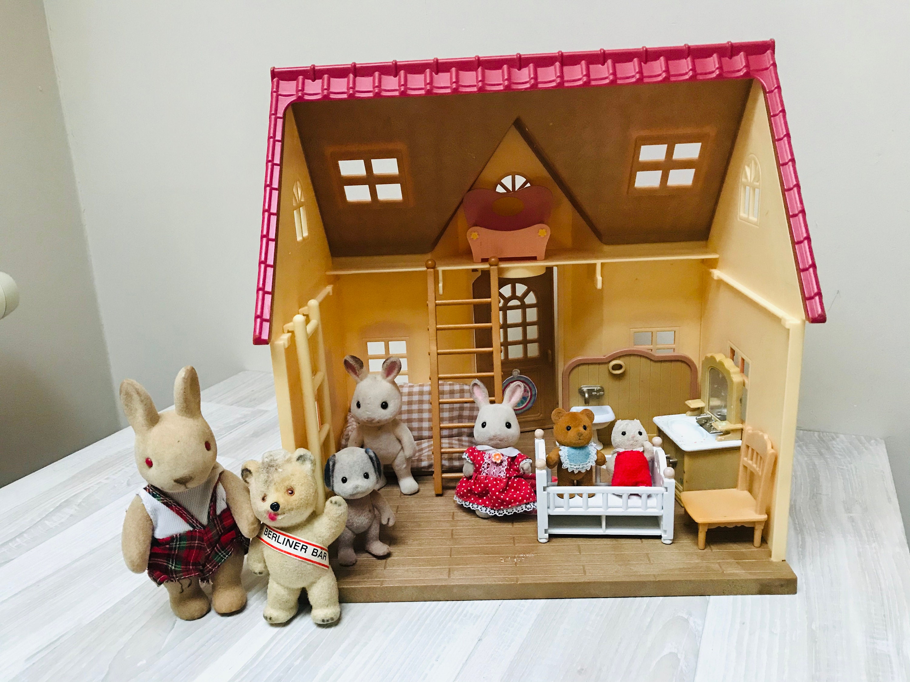 House With Furniture Bear Rabbit Dog 