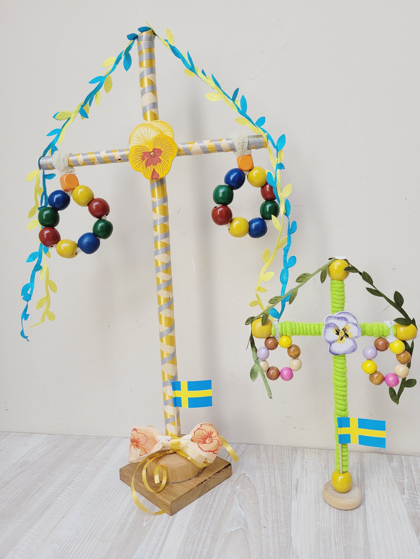 Pick Your Swedish Midsummer Maypole Pole Folk Wreath on Stand Holder ...
