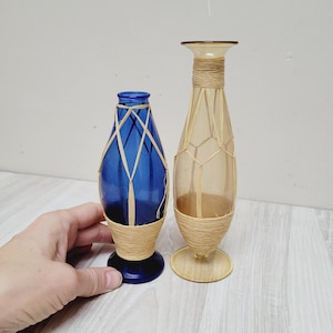 Wählen Sie Bimini Lauscha Bast umhülltes Glas mundgeblasen Vase, Vintage handgefertigt verschmolzen