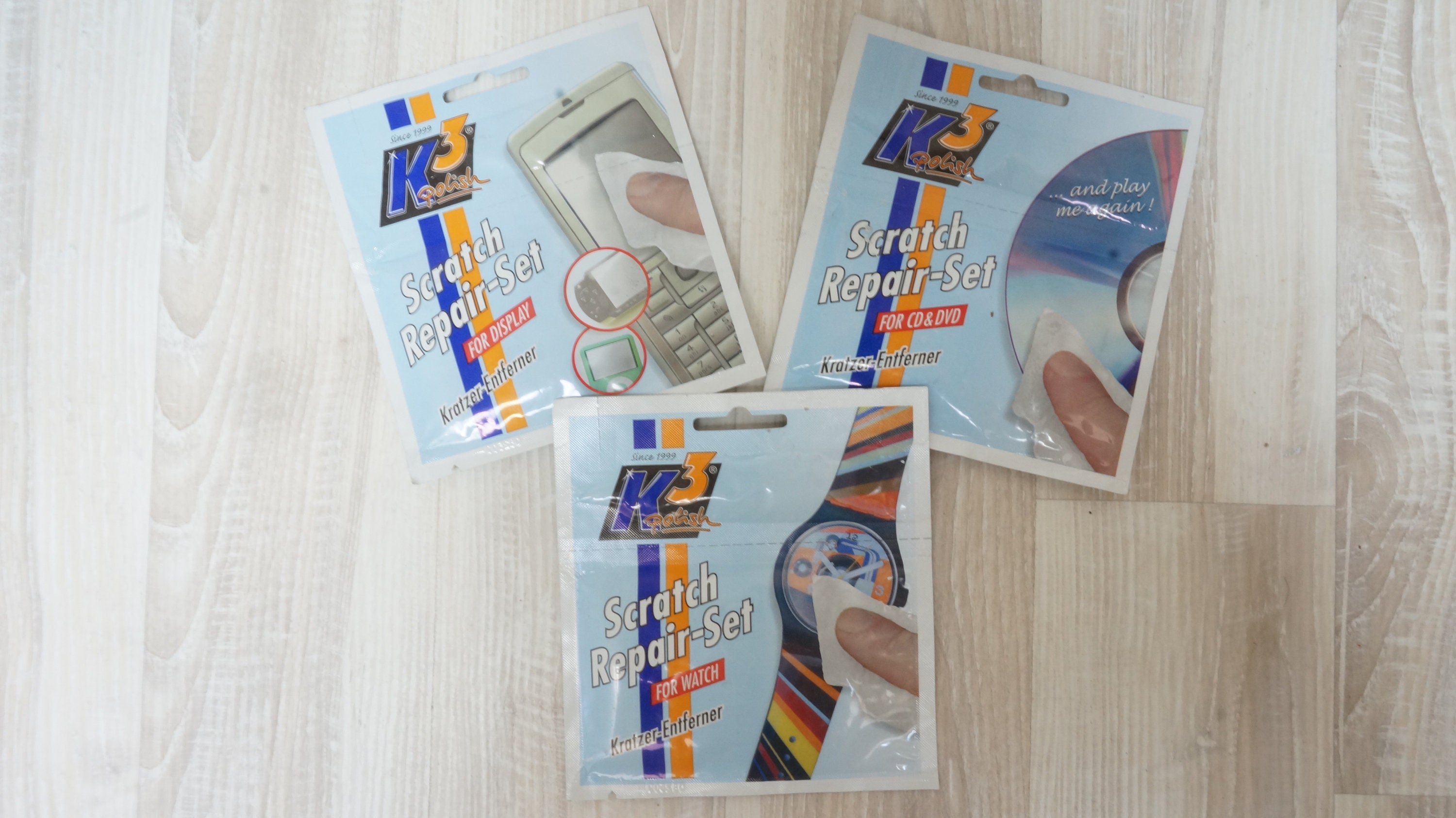 10 Packs of K3 Polish CD DVD Watch Cell Console Plastic Faces Scratch Repair  for Display Cleaning Cloth Cleaner German by Kratzer-entferner 