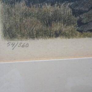 May include: A close-up of a framed print with a number "54/360" in the bottom right corner.