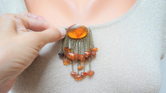 Choose Baltic amber pendant brooch or chain neckl… - image 1