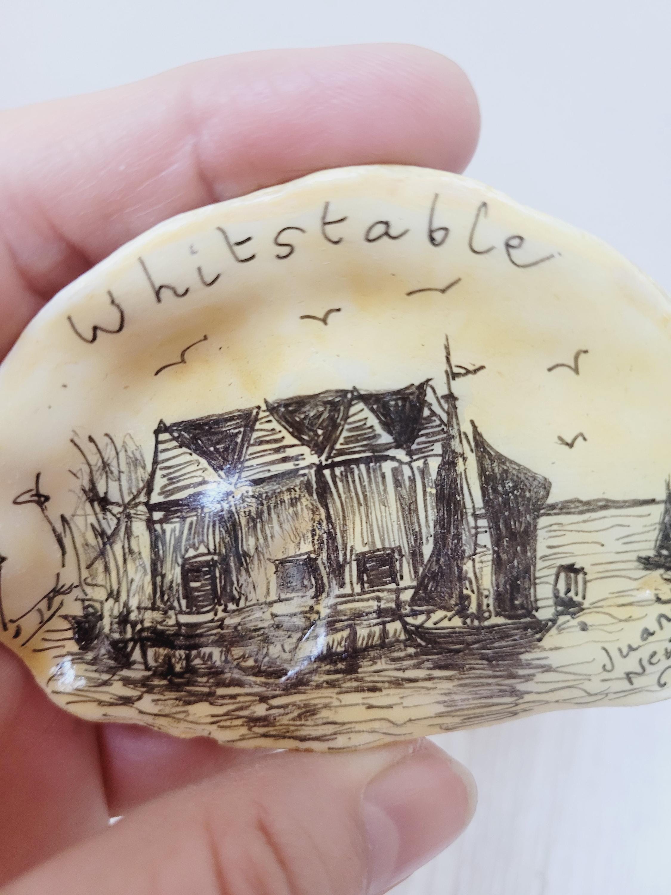 Whitstable Drawing Whitstable Ink Drawing on Oyster Shell by Juanita Newton, Little Travel ...