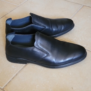 Black real leather Lorenzo loafers men&#39;s classic vintage dress shoes genuine low top size 7.5 9 US 40 EUR 7 6.5 Uk slip ons wedding groom