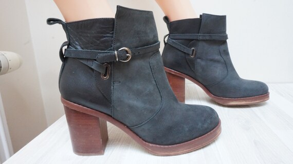 black leather ankle boots womens uk