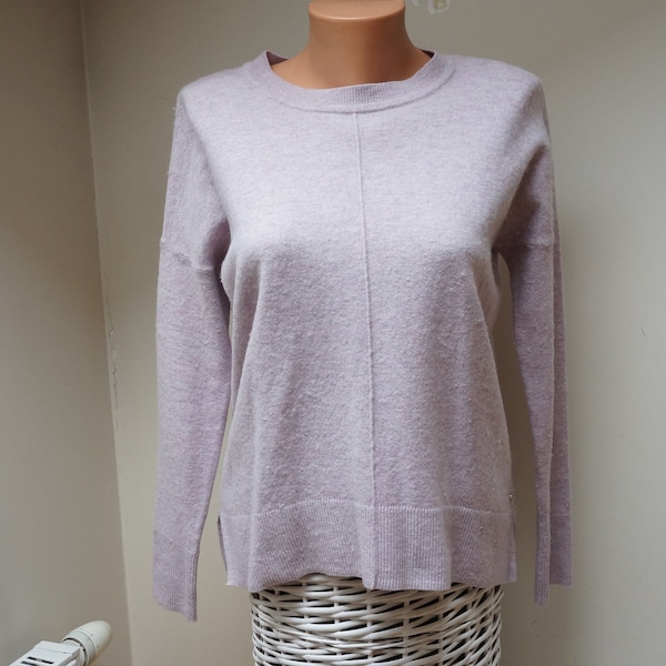 Pull rose pastel coupe ample, coupe ample femme fille pull laine violet surdimensionné Retro jeans taille XS S extra petit vintage tricoté chunky