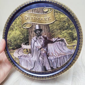 Duńska puszka na ciasteczka Hansa Christiana Andersena, okrągła puszka wykonana w Danii, metalowe pudełko do przechowywania ciastek, pojemnik kuchenny, dekoracja domu syrenka