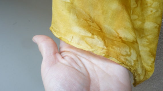 Mustard hand painted shibori Neck Scarf Shawl lon… - image 7
