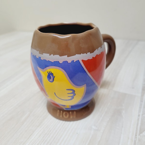 Cadbury's Crème Egg mug, Vintage hot chocolate coffee tea cup, chicken design made in England by Carlton Ware, chick cracked egg-shaped old
