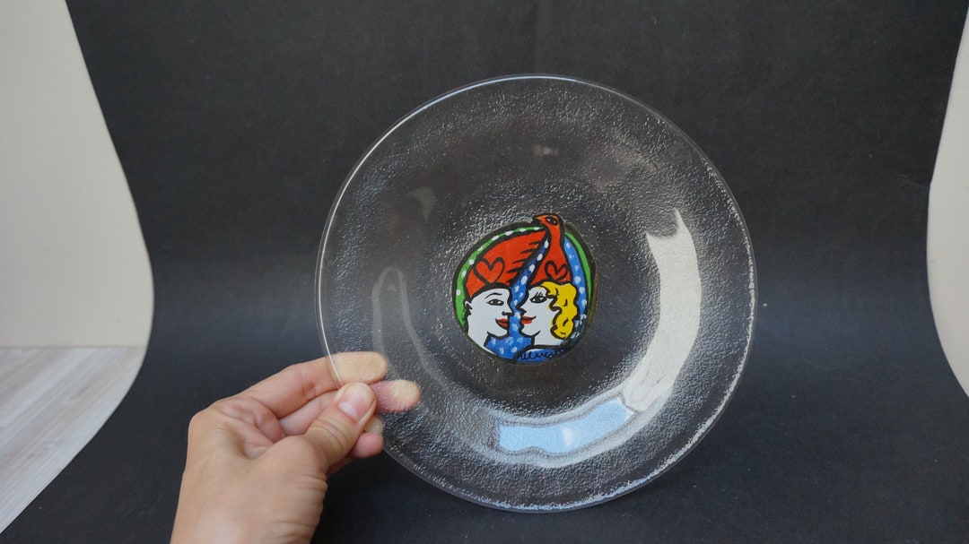Ulrica Hydman - Vallien Art Glass Plate, Kosta Boda Clear Hand