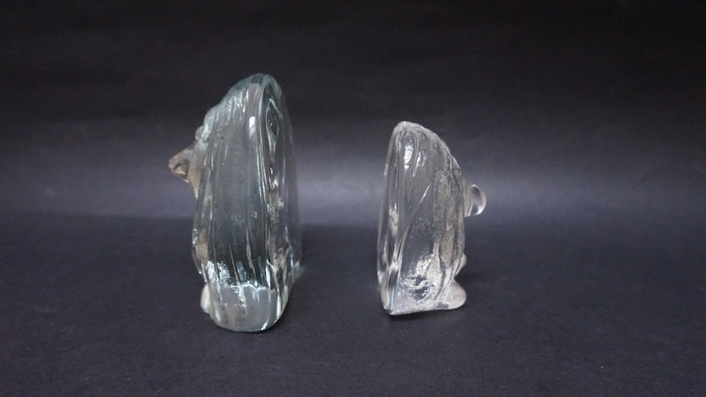 3 Little troll Handmade crystal Figurine clear glass face Vintage Retro Swedish bookend made in Sweden Bergdala paperweight figure sculpture
