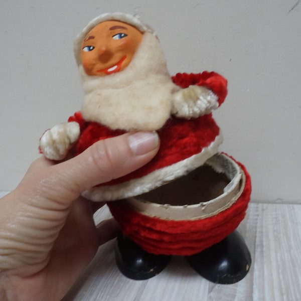 Boîte en forme de Père Noël suédois, figurine d'elfe en papier mâché de Noël, statuette de visage composite, poupée d'ornement gnome pixie troll tomte fabriquée en Suède