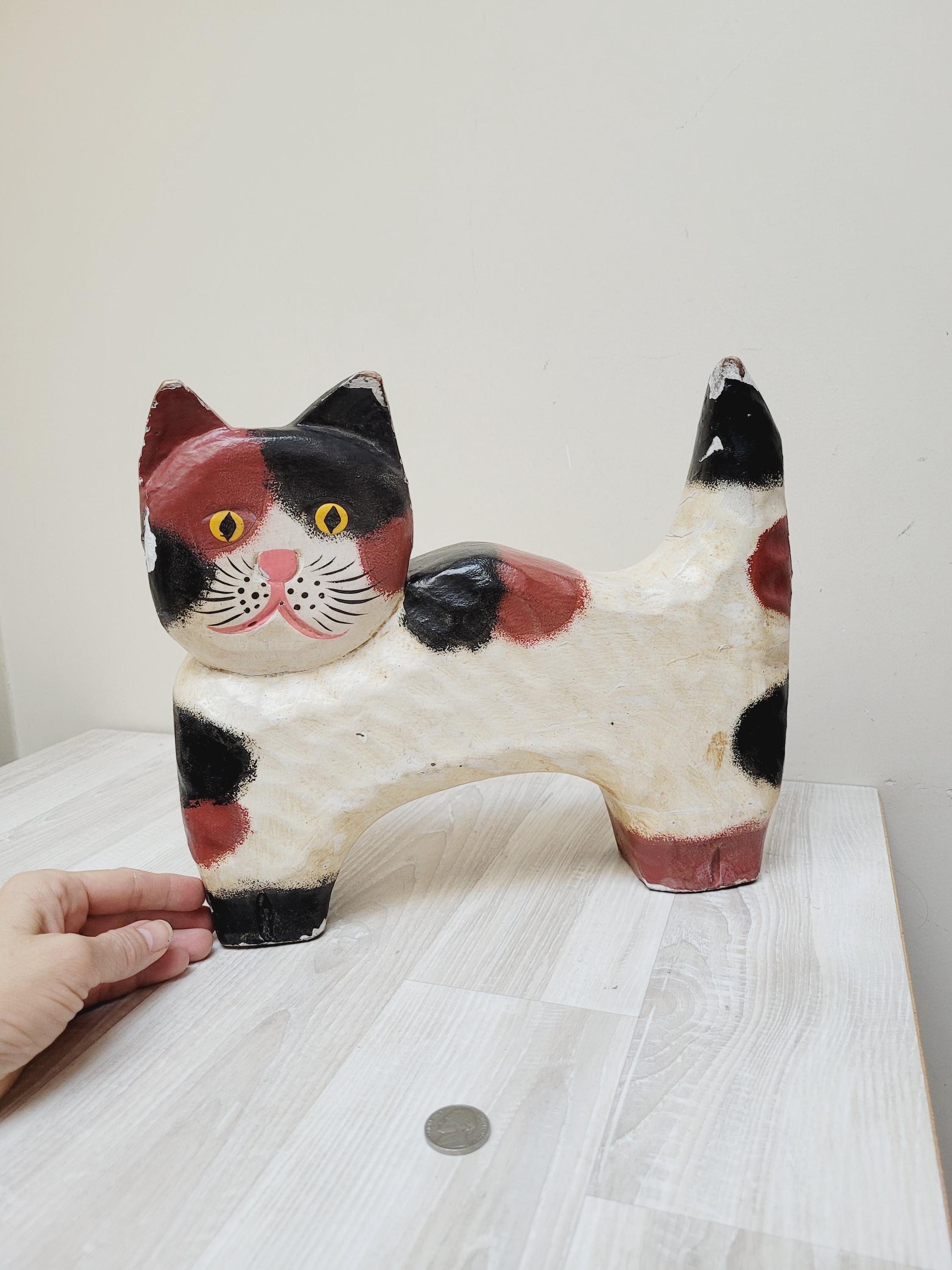 アンティーク】James Haddon アメリカ木彫作家 猫の置物 白毛 フランス