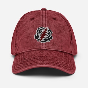 Grateful Dead Rose and Bolt bestickte Vintage Baumwoll-Twill-Kappe