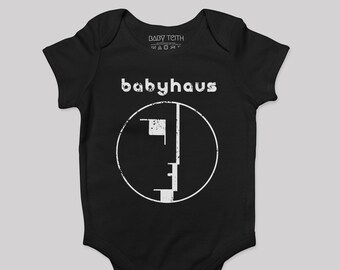 goth baby clothes, Babyhaus Baby Bodysuit Inspired by Bauhaus// onesie goth rock fan baby clothes post punk fashion