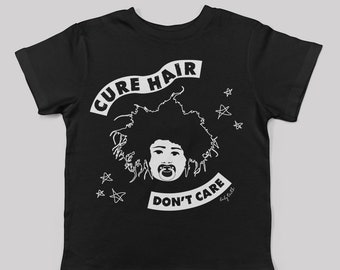 goth kids clothes, Cure Hair Don't Care Short Sleeve kids tee// Robert Smith, The Cure, Goth kids, 80s
