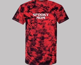 Spooky Mom Tie Dye Tee - Baby Teith - Goth Mom Graphic Print Tee for Halloween Shirt for Mothers Day Gift