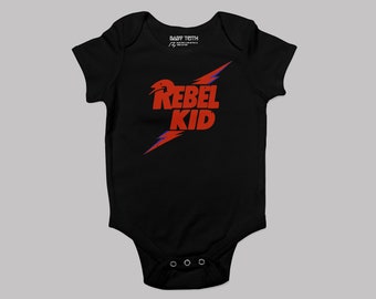 Rebel Kid baby bodysuit// unisex music 80s david bowie ziggy stardust inspired cool kids baby babies clothes onesiefashion